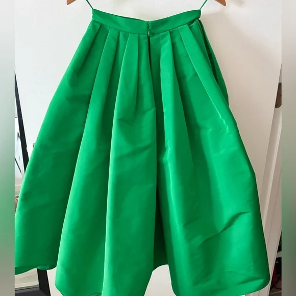 Alexander McQueen Green Gathered Polyfaille Midi Skirt - Size IT 38/US 2 - Picture 9 of 10